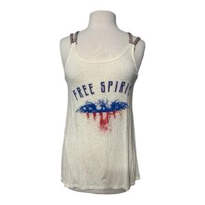 Wrangler, Free Spirit. Cream Tank Top with Blue and Red Design